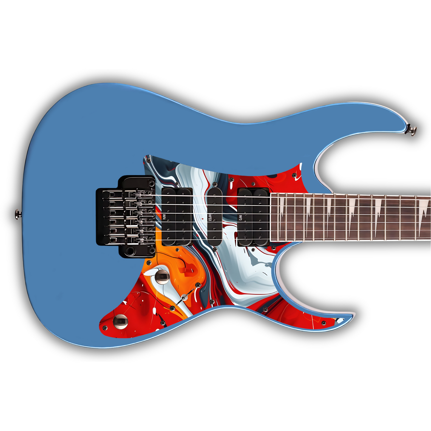 Swirls - Red, White & Grey - Pickguard