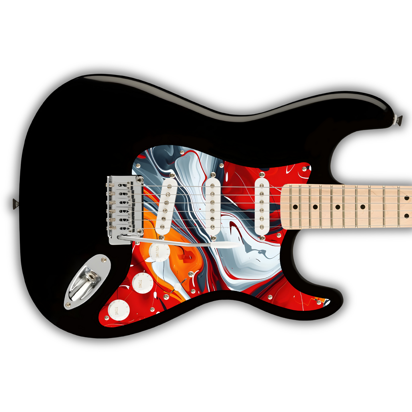 Swirls - Red, White & Grey - Pickguard