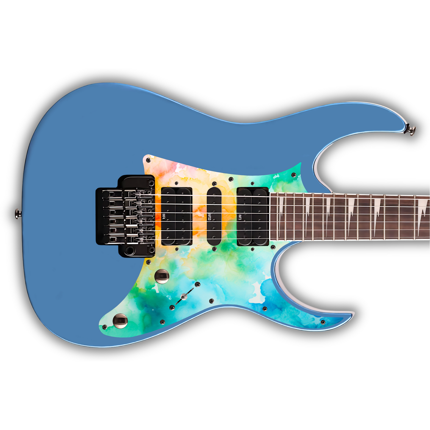 Watercolour - Blue, Green, Orange & Red - Pickguard