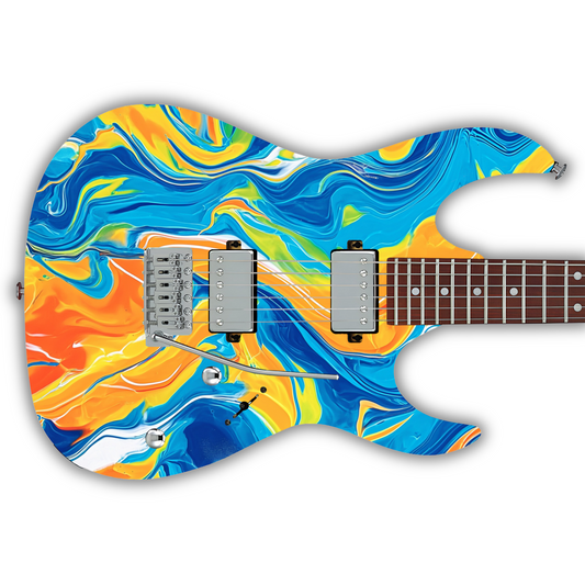 Swirls - Blue & Orange - Guitar Vinyl Wrap