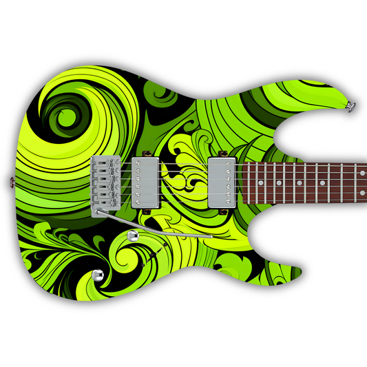 Swirls - Green & Black - Guitar Vinyl Wrap