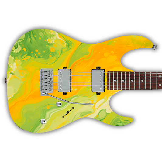 Swirls - Orange & Green - Guitar Vinyl Wrap