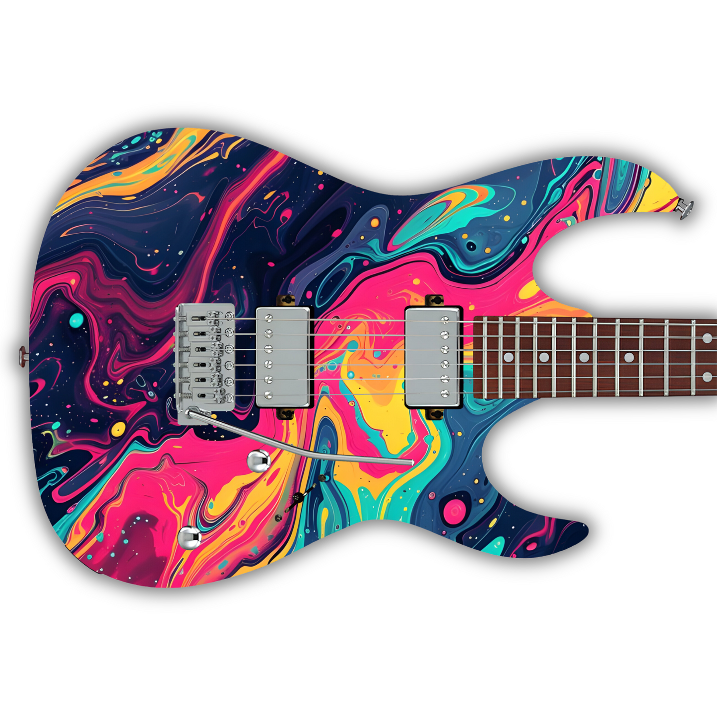 Swirls - Pink, Blue & Orange - Guitar Vinyl Wrap