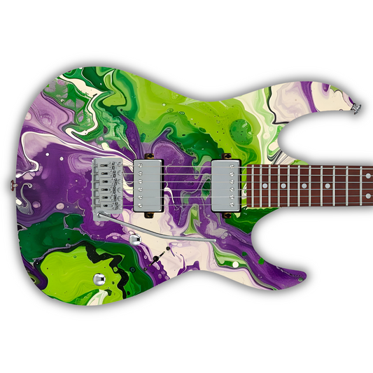 Swirls - Purple, Green & White - Guitar Vinyl Wrap