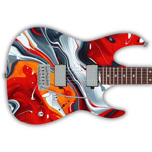 Swirls - Red, White & Grey - Guitar Vinyl Wrap