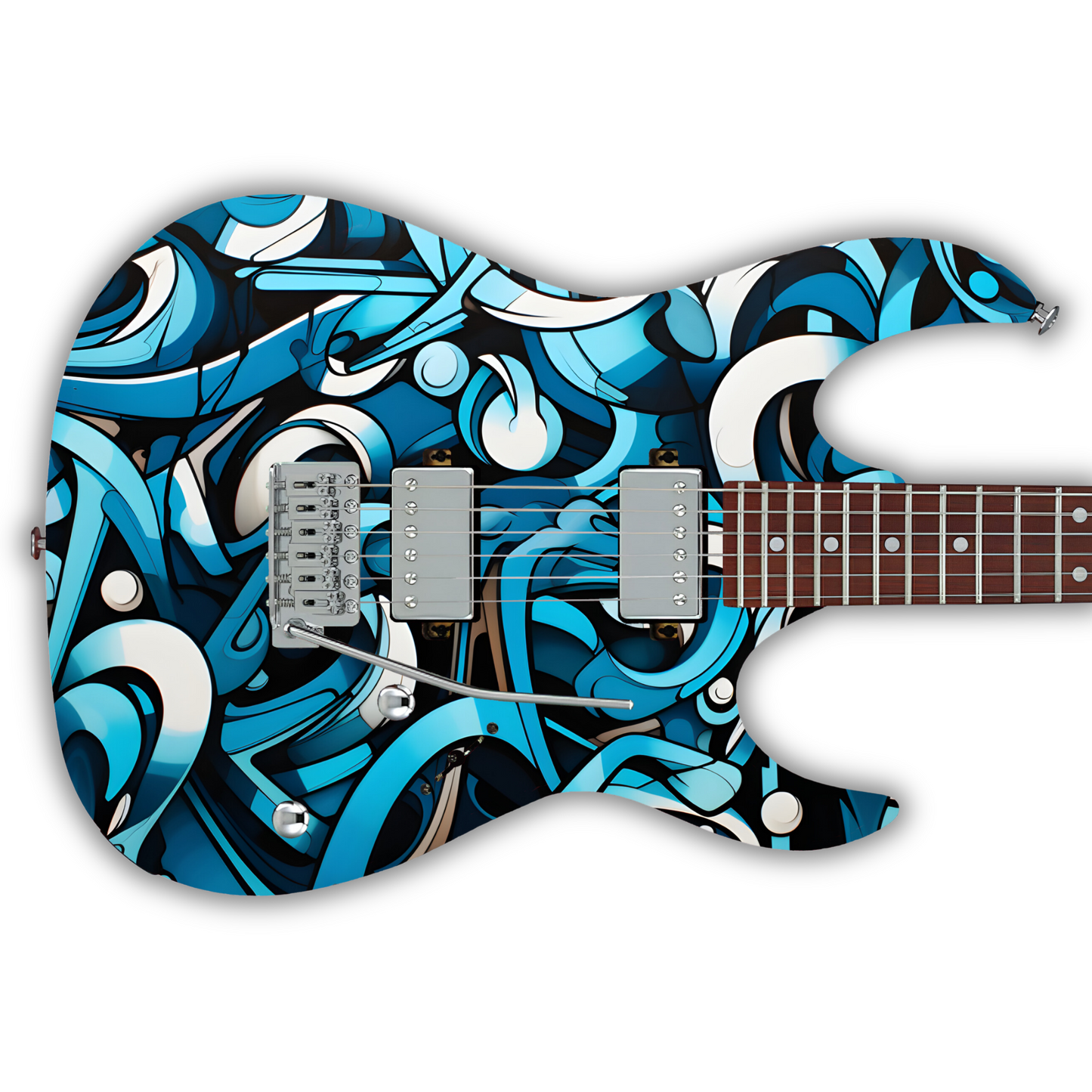 Tribal - Abstract Blue & White - Guitar Vinyl Wrap