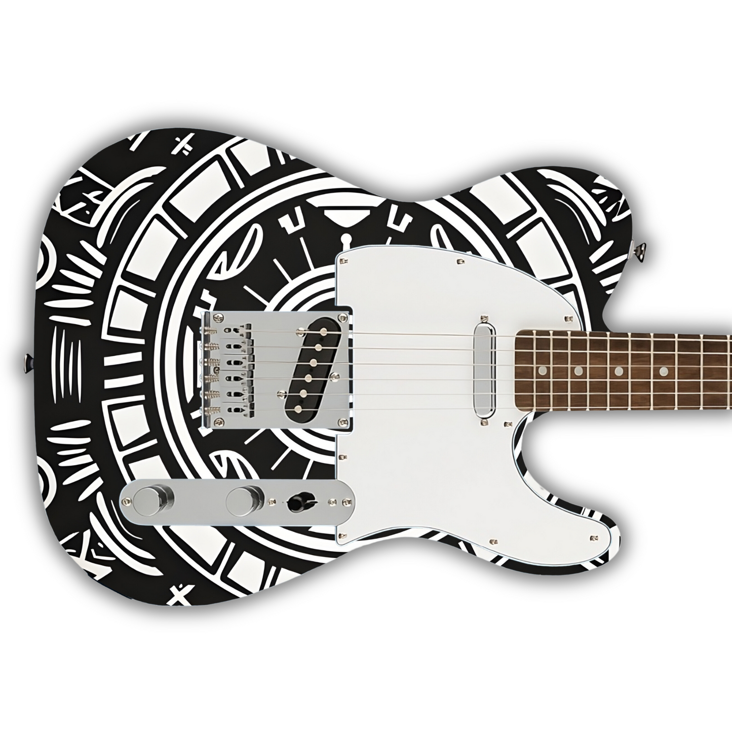 Tribal - Adinkra Black & White - Guitar Vinyl Wrap